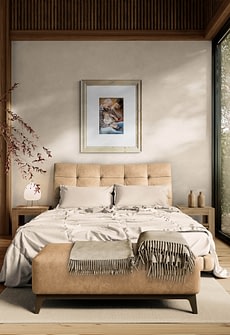 Modern-bedroom-with-cozy-neutral-design modern bedroom with cozy neutral design