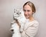 Cat portrait sessions 1 blonde woman holding a white british longhair cat photography san diego